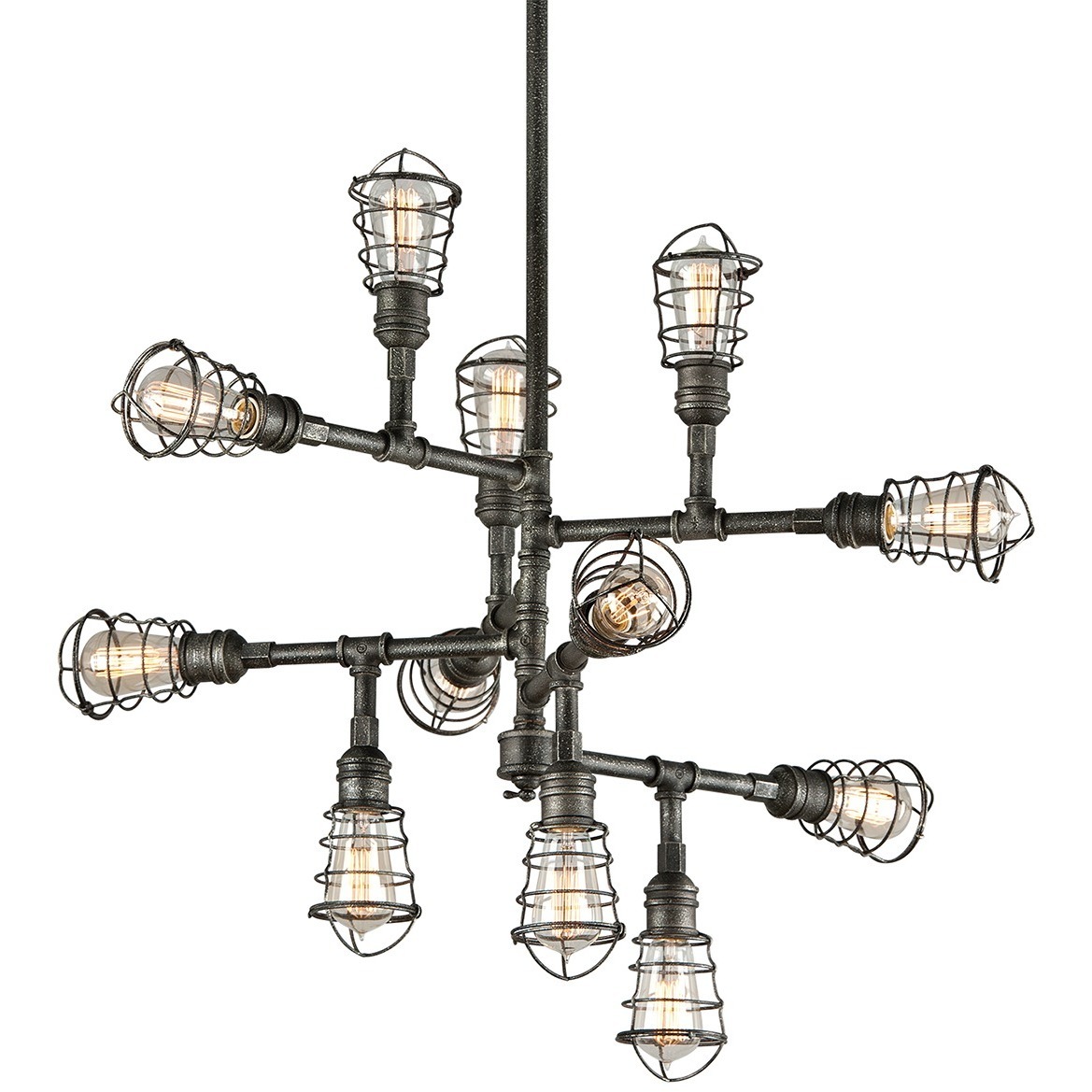 Conduit 12 Light 34.25 inch Aged Pewter Chandelier Ceiling Light