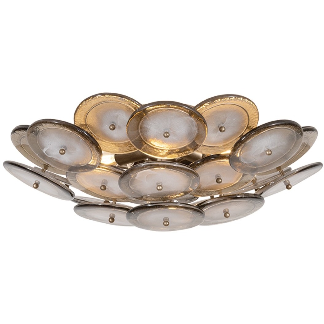 Wassama 4 Light 20 inch Patina Brass Flush Mount Ceiling Light