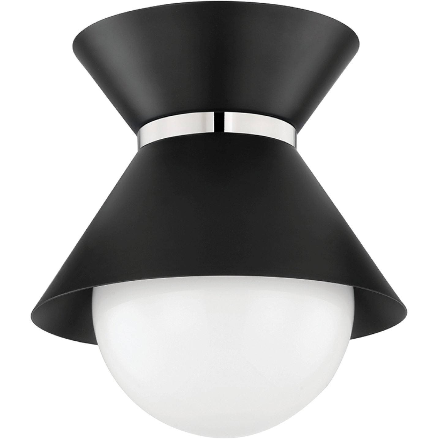 Scout 1 Light 10 inch Soft Black/Polished Nickel Flush Mount Ceiling Light