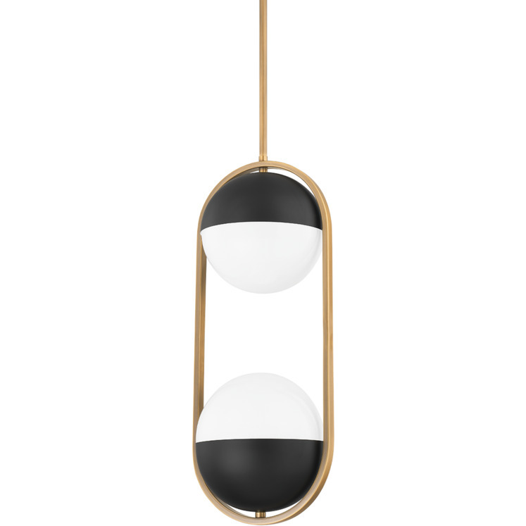 Willard 2 Light 9.25 inch Patina Brass/Soft Black Pendant Ceiling Light