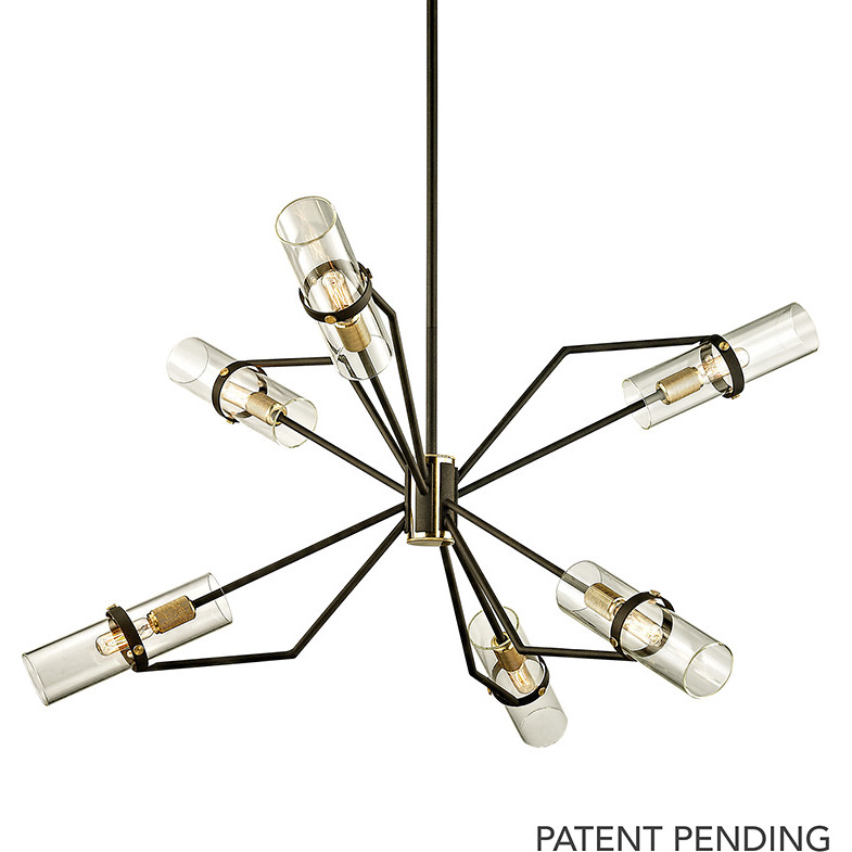 Raef 6 Light 36 inch Textured Bronze/Brushed Brass Chandelier Ceiling Light