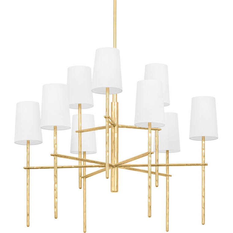 River 9 Light 36 inch Vintage Gold Leaf Chandelier Ceiling Light