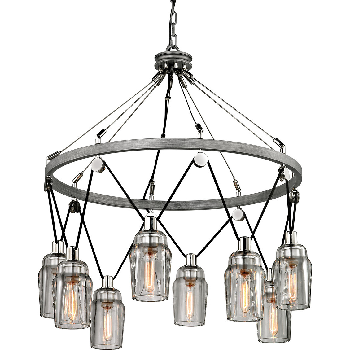 Citizen 8 Light 33.75 inch Graphite/Polished Nickel Chandelier Ceiling Light