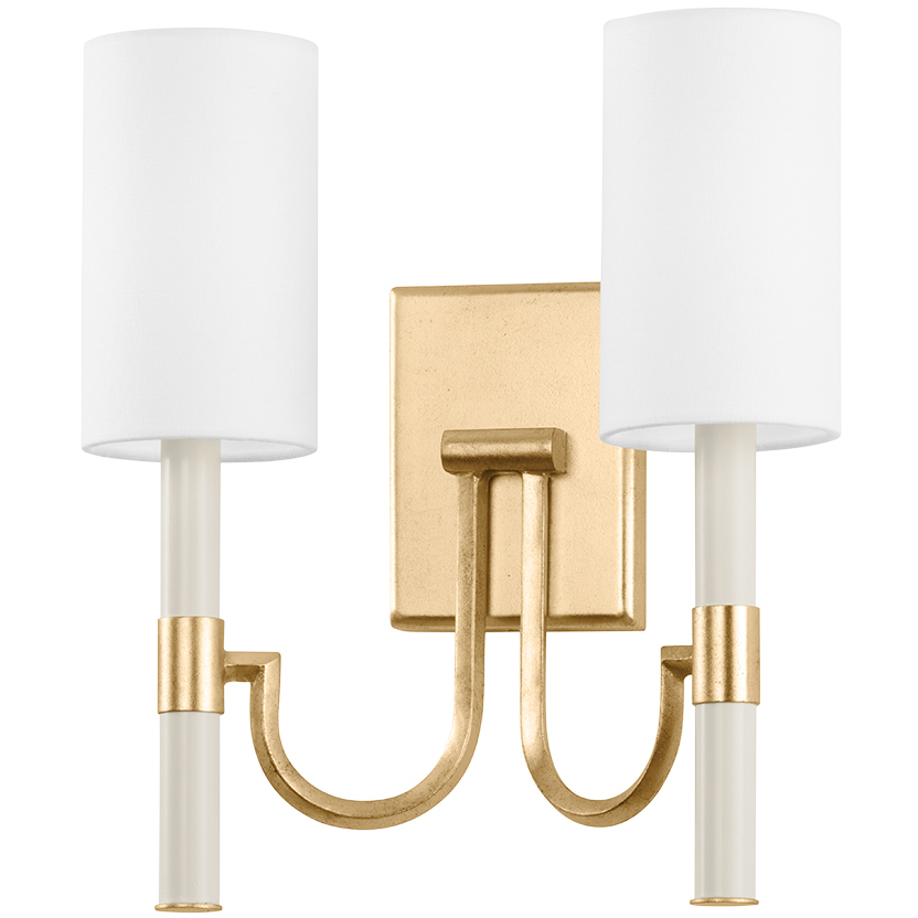 Gustine 2 Light 13.5 inch Vintage Gold Leaf Wall Sconce Wall Light