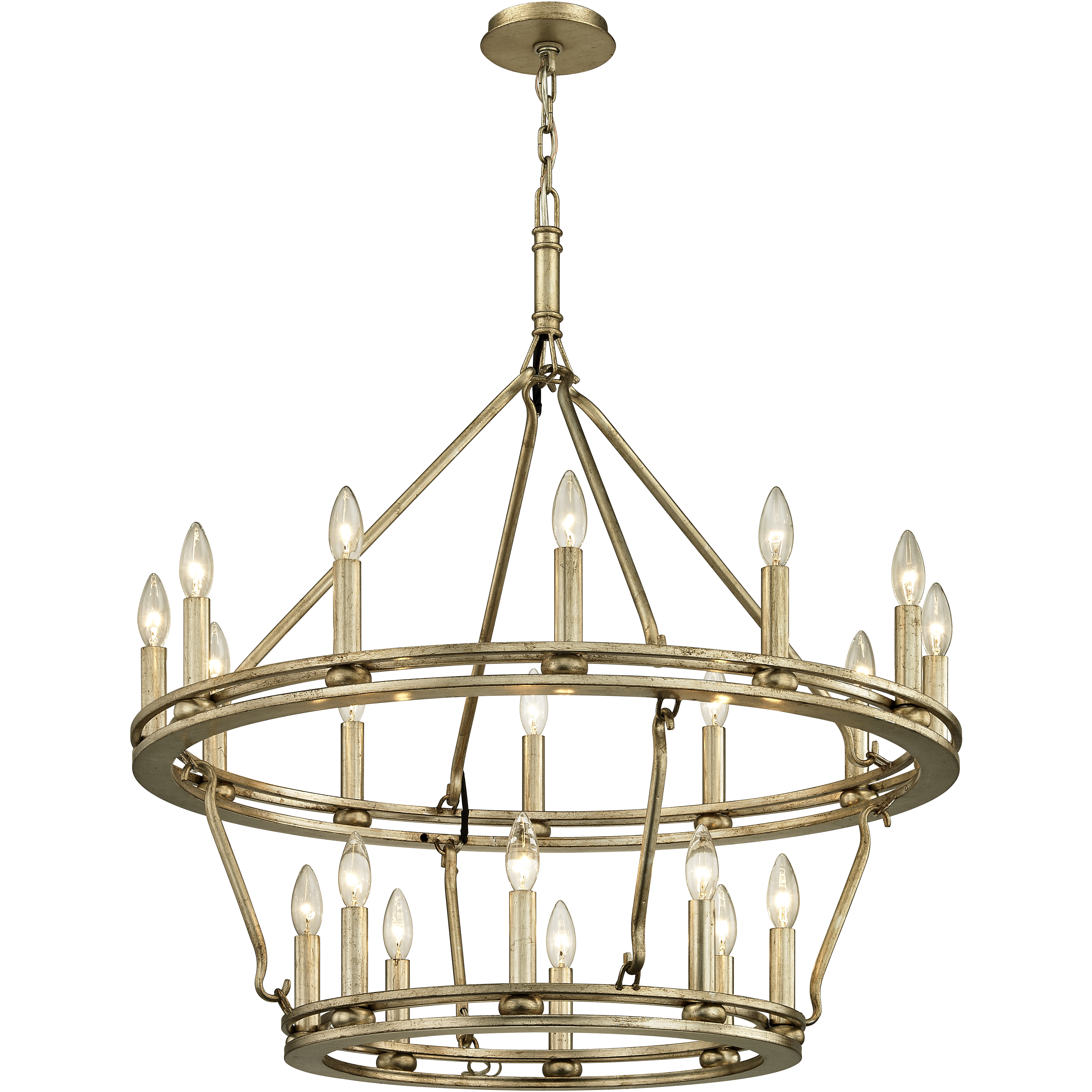 Sutton 20 Light 32 inch Champagne Silver Leaf Chandelier Ceiling Light
