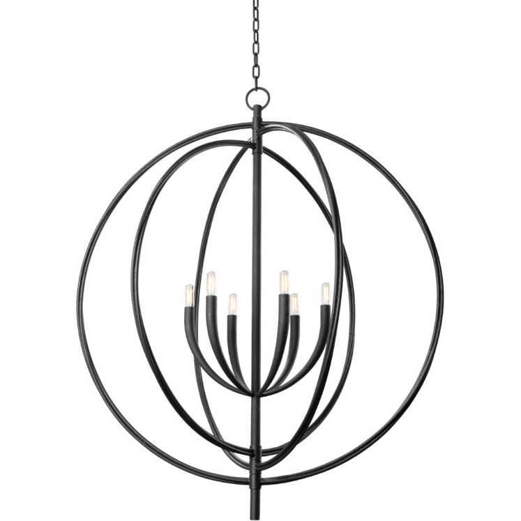 Fillea 6 Light 40 inch Black Iron Pendant Ceiling Light