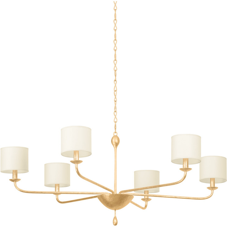 Osmond 6 Light 37 inch Vintage Gold Leaf Chandelier Ceiling Light