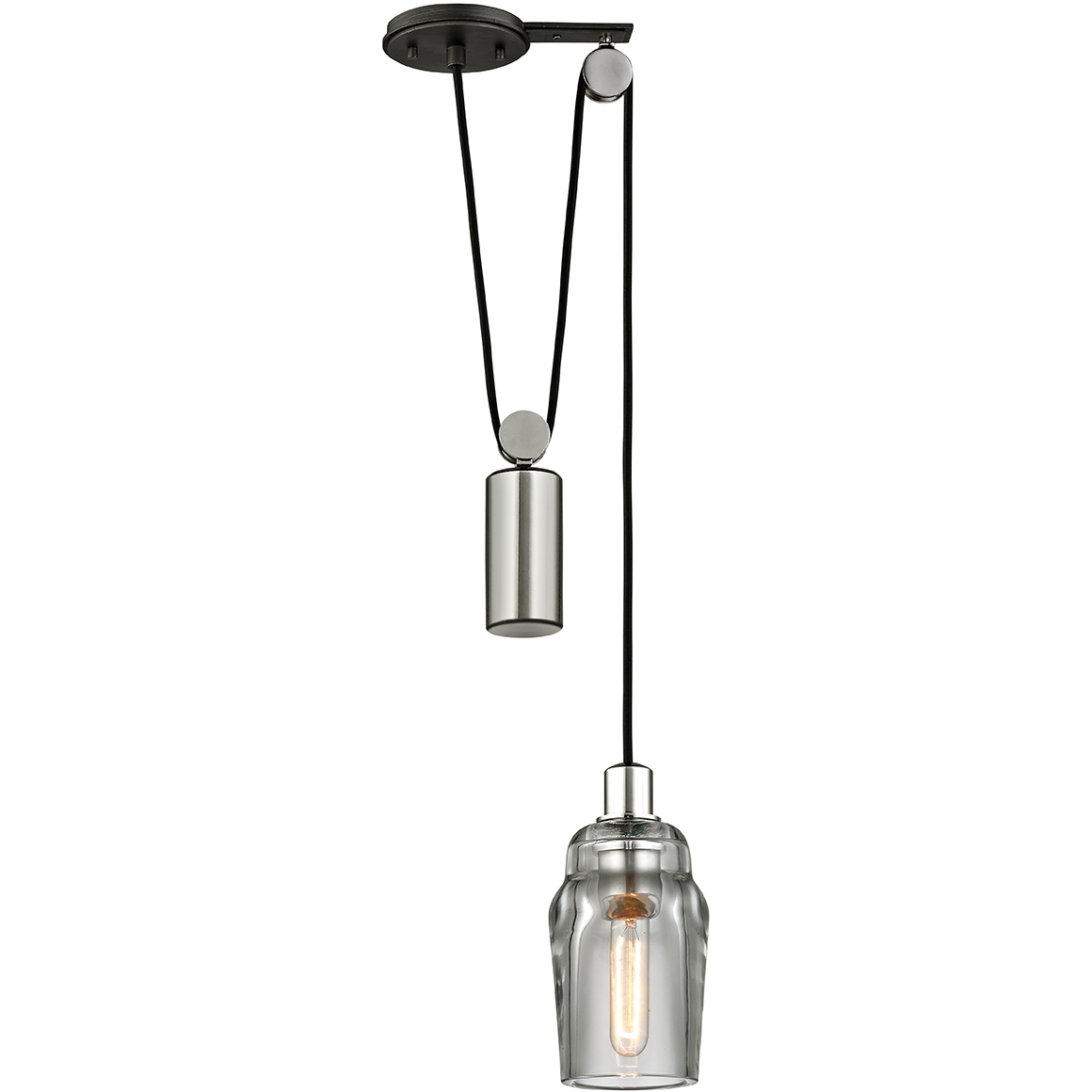 Citizen 1 Light 4.75 inch Graphite And Polished Nickel Pendant Ceiling Light, Clear Pressed Glass