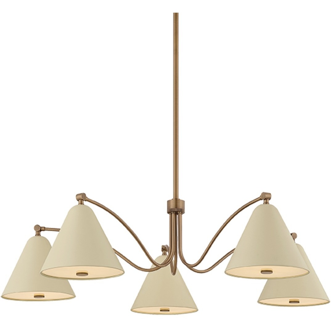 Clive 5 Light 42 inch Patina Brass/Soft Sand Chandelier Ceiling Light